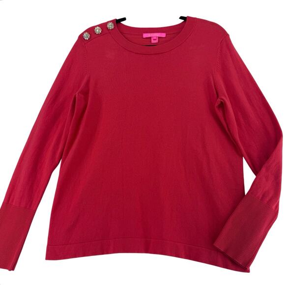 Lilly Pulitzer red sweater with jeweled shoulder embellishment. Size Medium. - Picture 1 of 5